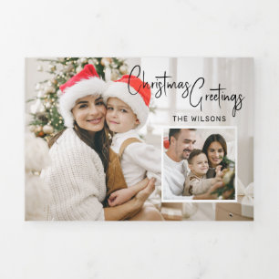 Fin D'année Trois Volets Carte photo de Noël moderne avec entrée