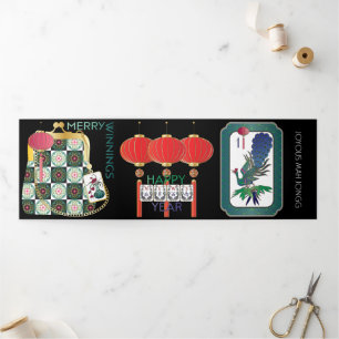 Fin D'année Trois Volets Carte trifold de vacances Mah Jongg