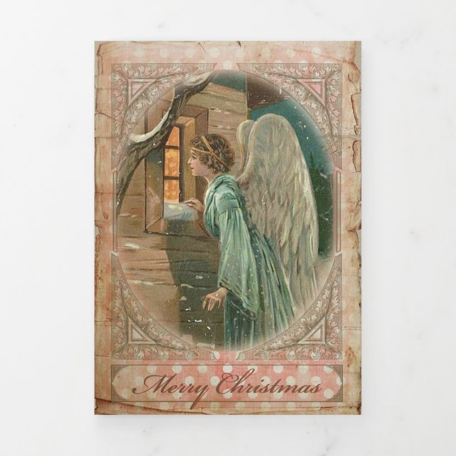 Fin D'année Trois Volets Noël Angel 3 - Carte de voeux (Page de couverture)