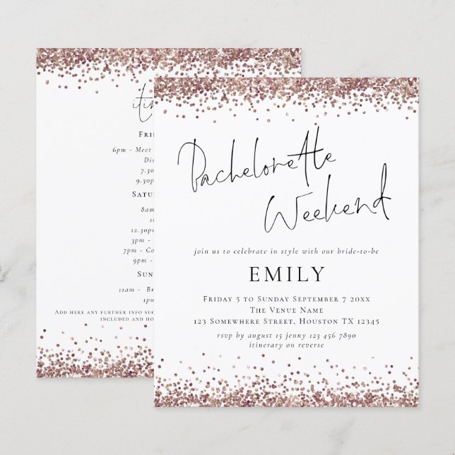 Fin de semaine de Parties scintillant d'or Rose bu (Devant / Derrière)