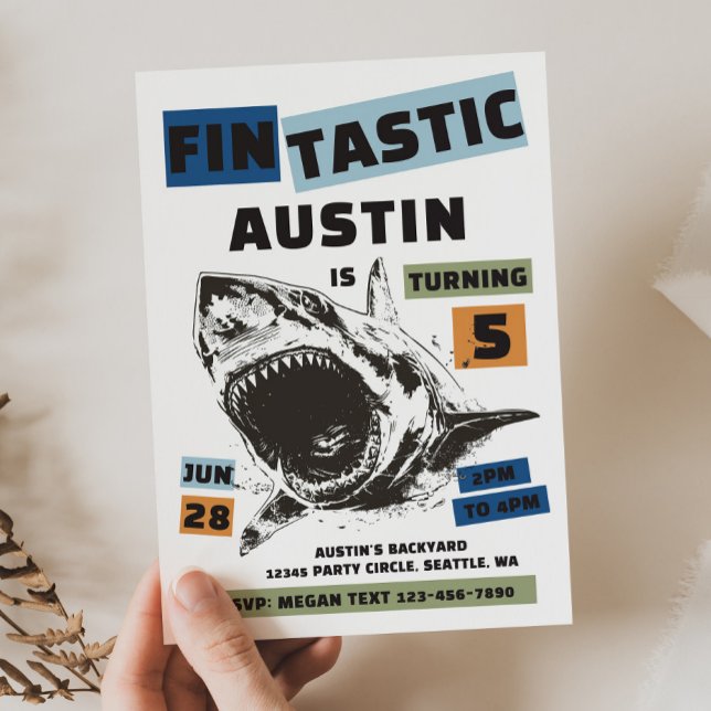 Fin-Tastic Shark Birthday Invitation (Créateur téléchargé)