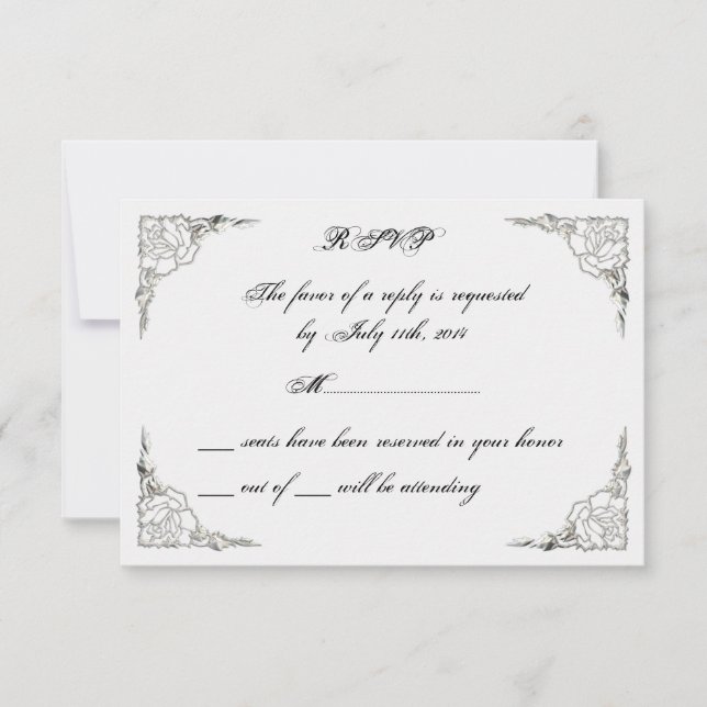 FINAL Cute élégant Rose Classy Argent Cartes RSVP (Devant)