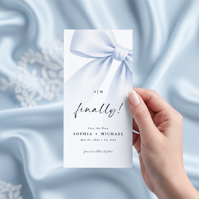 Finally Bow Monogram Photo Bookmark Save the Date (Créateur téléchargé)