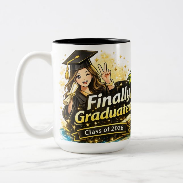 Finally Graduated Mug Class of 2026 Gift  (Gauche)