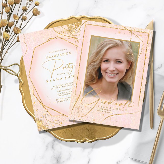 Fine Lines Gold Abstrait Graduation Blush ID907 (Créateur téléchargé)