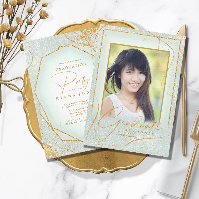 Fine Lines Gold Abstrait Graduation Sage ID907 (Créateur téléchargé)