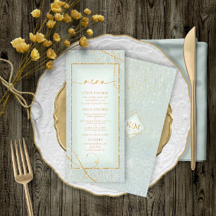 Fine Lines Gold Abstrait Mariage Menu V2 Sg ID867