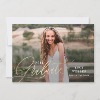 Finement Penned Graduation Faire-part Invitation
