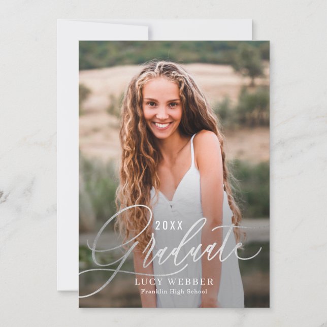 Finement Penned Graduation Faire-part Invitation (Devant)