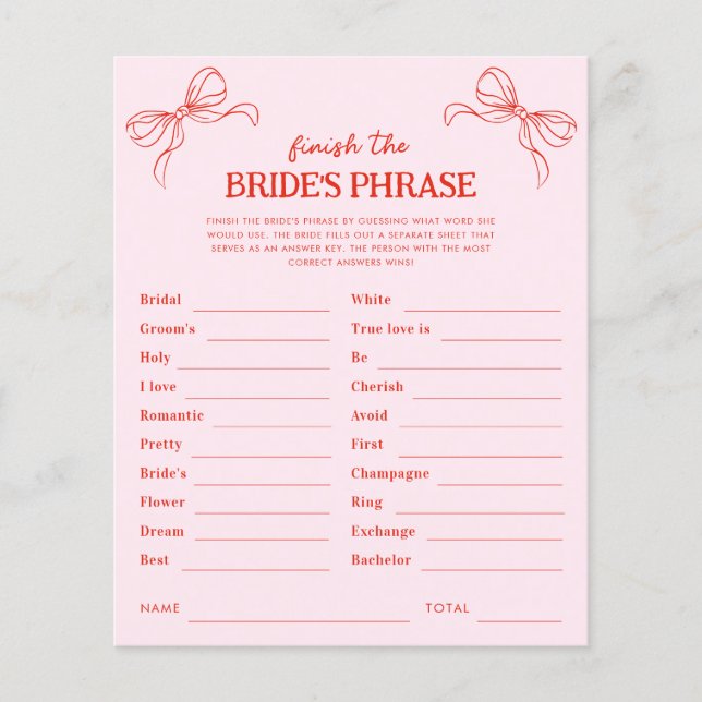 Finissez la partie de phrase de la mariée avec un  (Devant)