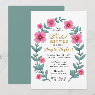 Fink Floral Wreath Invitation de douche nuptiale