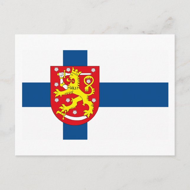 Finlande Drapeau avec carte postale COA (Devant)