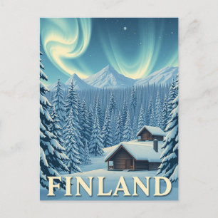 Finlande Northern Lights - Carte postale Cabine d'