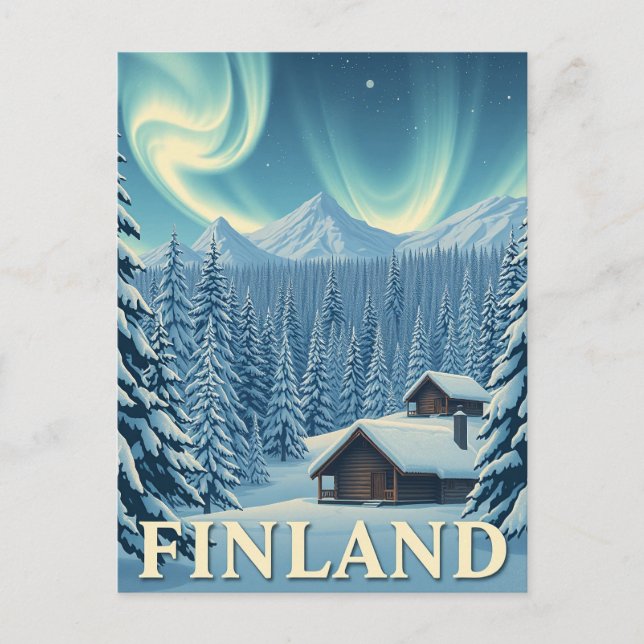 Finlande Northern Lights - Carte postale Cabine d' (Devant)