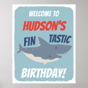 Fintastic Shark Birthday thème Affiche de bienvenu