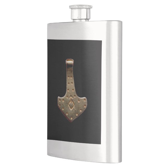 Fiole en acier inoxydable noir Gold Thor Hammer (Gauche)