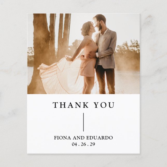Fiona Photo Gras Monogramme Mariage Moderne Remerc (Devant)