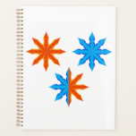 Fire and Ice Eight Point Stars<br><div class="desc">Organize your days with this fire and ice eight point star spiral planner. The cover features a brilliant symmetrical graphic of orange flames and blue water petals that provides daily inspiration. This modern geometric notebook is perfect for students, professionals, or anyone who loves abstract celestial art. The high contrast elemental...</div>