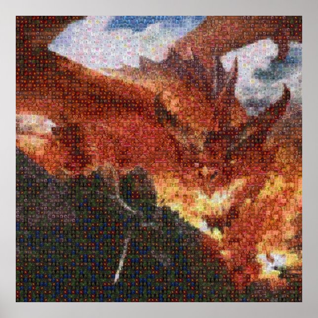 Fire Breathing Dragon Photo Mosaic Poster (Devant)