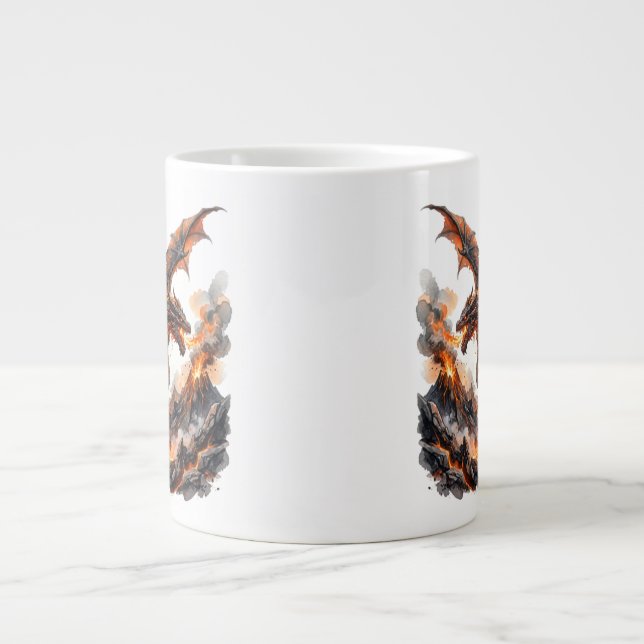 Fire Dragon Mug | Flaming Dragon Accent Coffee Mug (Devant)