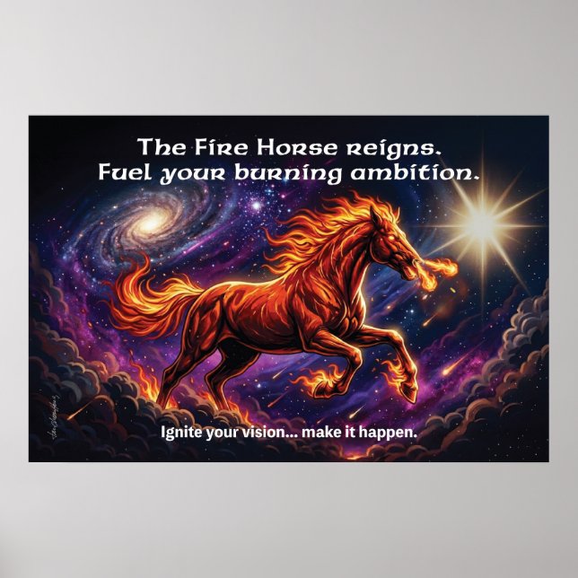 Fire Horse "Burning Ambition" Wall Poster (Devant)