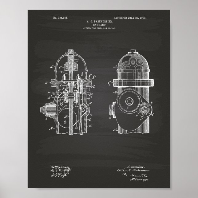 Fire Hydrant 1903 Patent Art - tableau de bord (Devant)