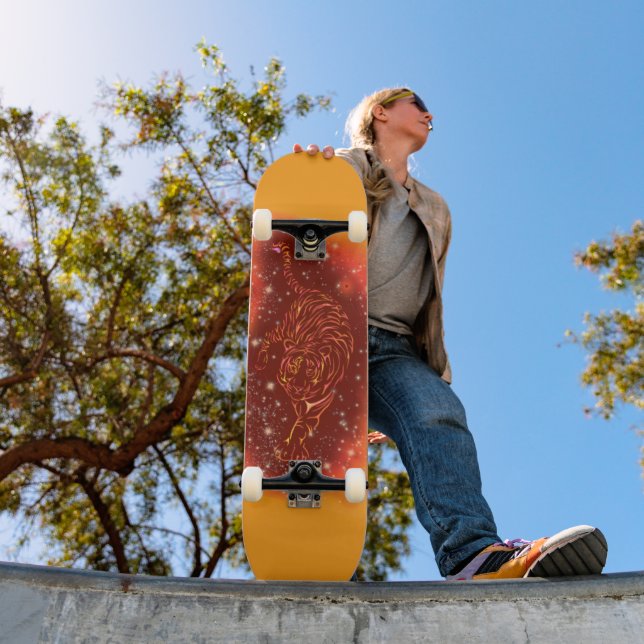 Fire Tiger Courir À Starry Night Skateboard (Extérieur 1)