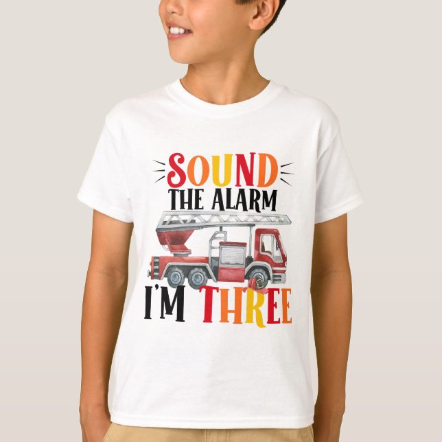 Fire Truck Sound L'alarme 3e anniversaire T-shirt (Devant)