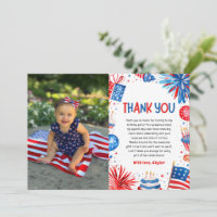 Firecracker 4 juillet Anniversaire Carte de remerc