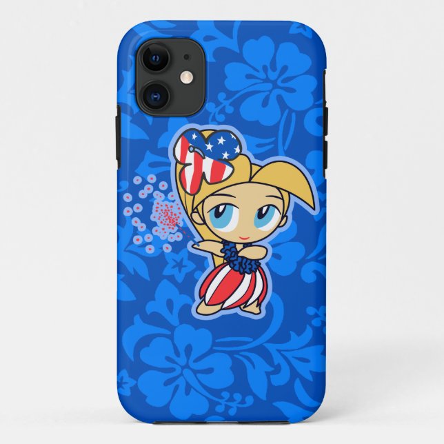 Firecraker Hula Girl Patriotic iPhone 5 Coque (Dos)