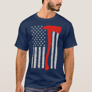 Firefighter American Flag Axe T-shirt Thin Red