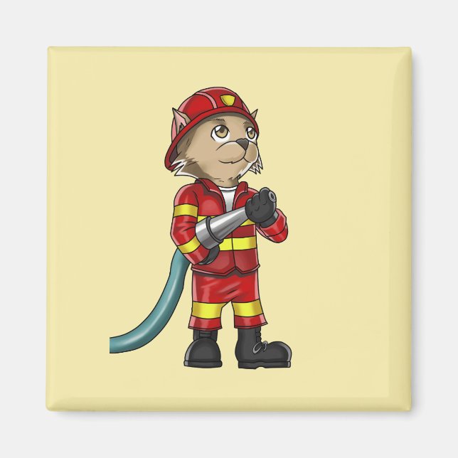 Firefighter Cat Magnet (Devant)