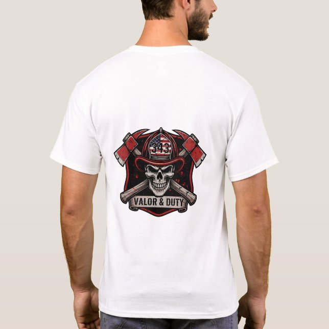 Firefighter/Fire Department Skull Axes T-Shirt (Dos)