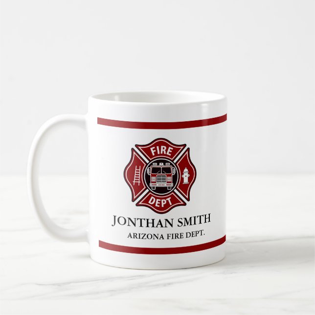 Firefighter Red Maltese Cross Fire Department Mug (Gauche)