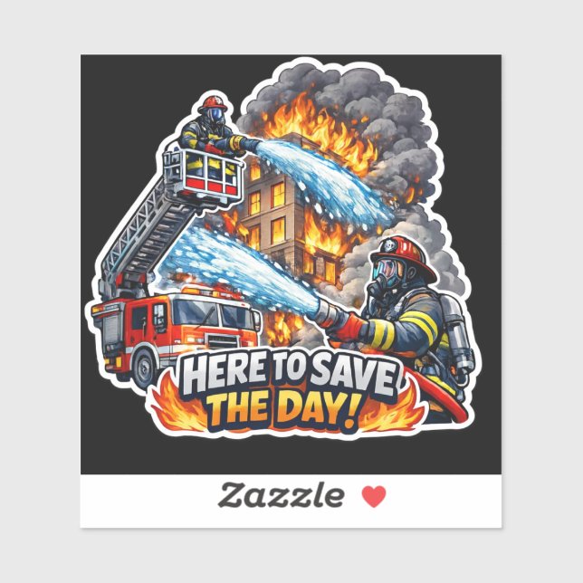 Firefighter Save the Day Sticker (Feuille)