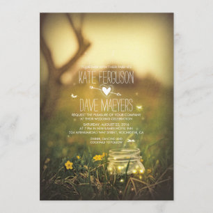 Fireflies Mason Jar Rustic Garden Invitations de m