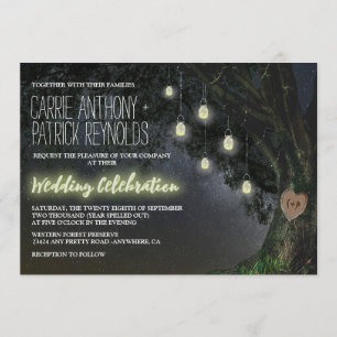 Firefly Mason Jar Oak Tree Invitations de mariage