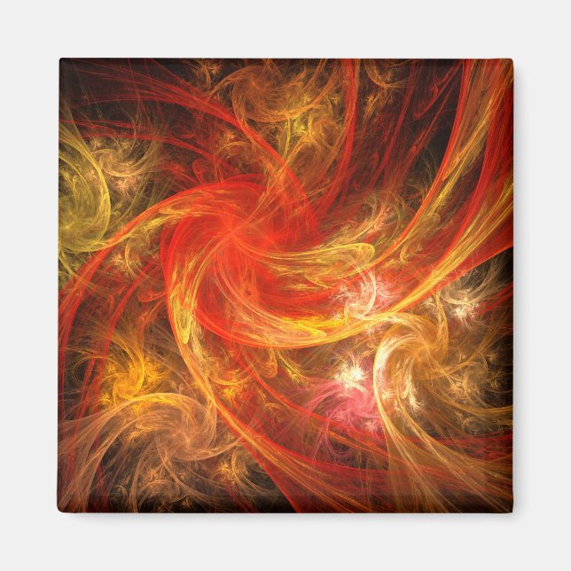 Firestorm Abstrait Art Carré Magnet (Devant)