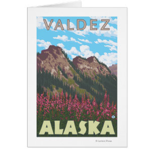 Fireweed et montagnes - Valdez, Alaska