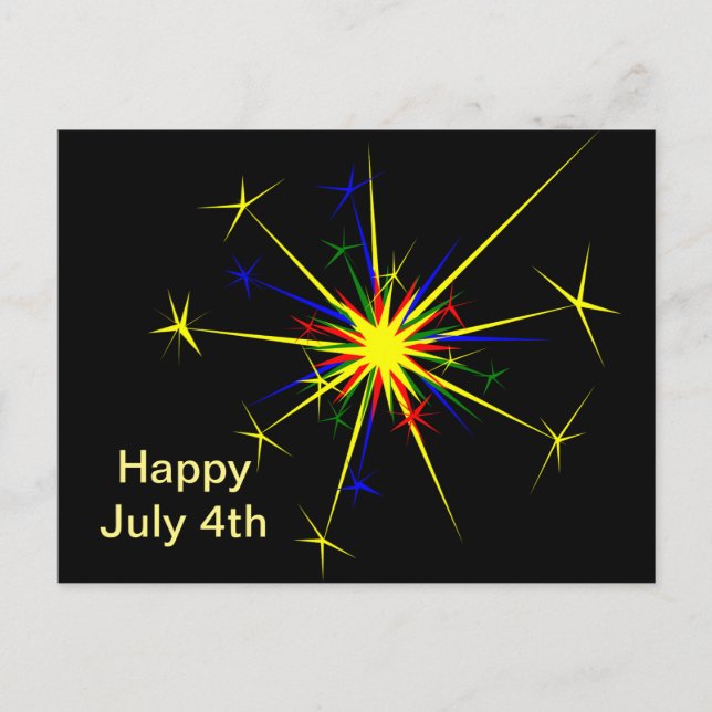Fireworks Design 2 Juillet 4 Carte postale (Devant)
