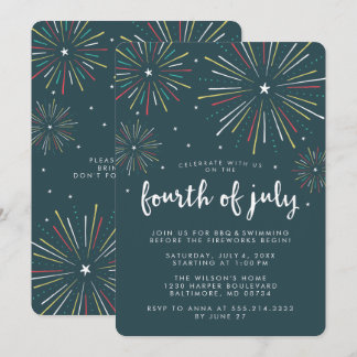 Fireworks élégant 4 juillet Invitations du parti