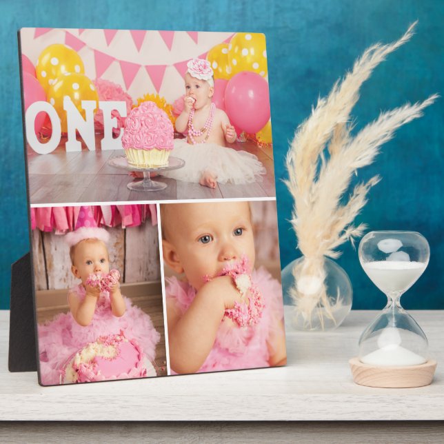 First Birthday Custom Photo Collage Plaque (Côté)