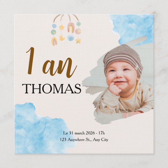 First birthday invitation for the boys of Camp One (Devant)