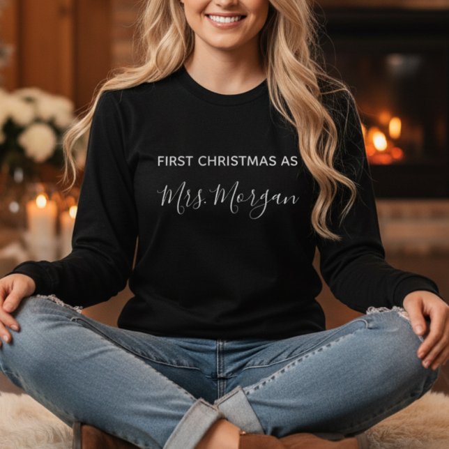 First Christmas as a Mrs Personalized T-Shirt (First Christmas as Mrs Personalized Newlywed Sweatshirt Gift)