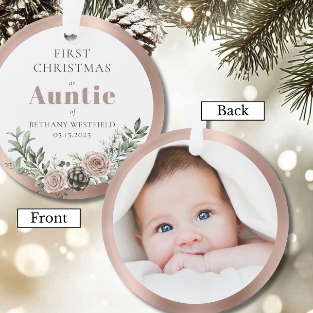 First Christmas as Auntie Photo Keepsake (First Christmas as Auntie Photo Acrylic Keepsake Ornament)