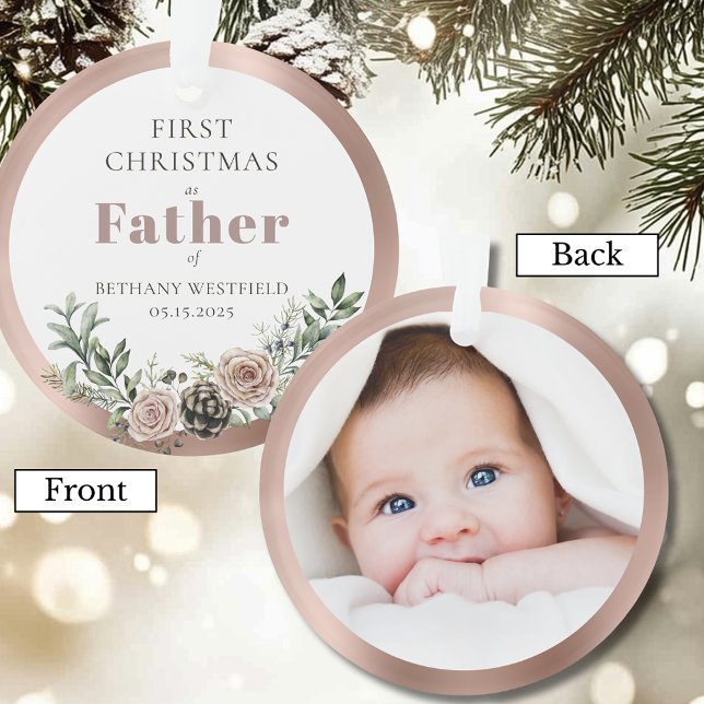First Christmas as Father Photo Keepsake (First Christmas as Father Photo Keepsake Round Acrylic Ornament)