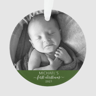 First Christmas Elegant Baby's Photo Name Script