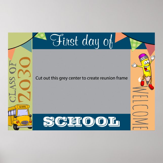 First day of School photo frame Poster (Devant)