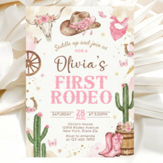 First Rodeo Birthday Invitation Girl