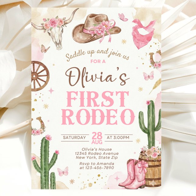 First Rodeo Birthday Invitation Girl (Créateur téléchargé)